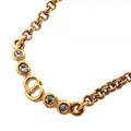 Dior Necklace CD Logo Gold Plated Rhinestone