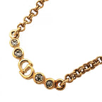 Dior Necklace CD Logo Gold Plated Rhinestone