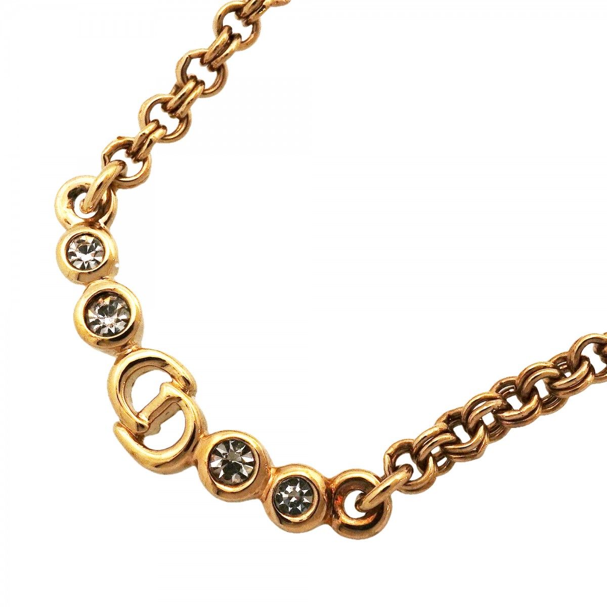 Dior Necklace CD Logo Gold Plated Rhinestone