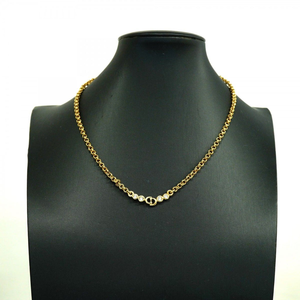 Dior Necklace CD Logo Gold Plated Rhinestone — view 5