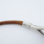 Hermes Bracelet Head Metal Leather Silver Brown — view 8