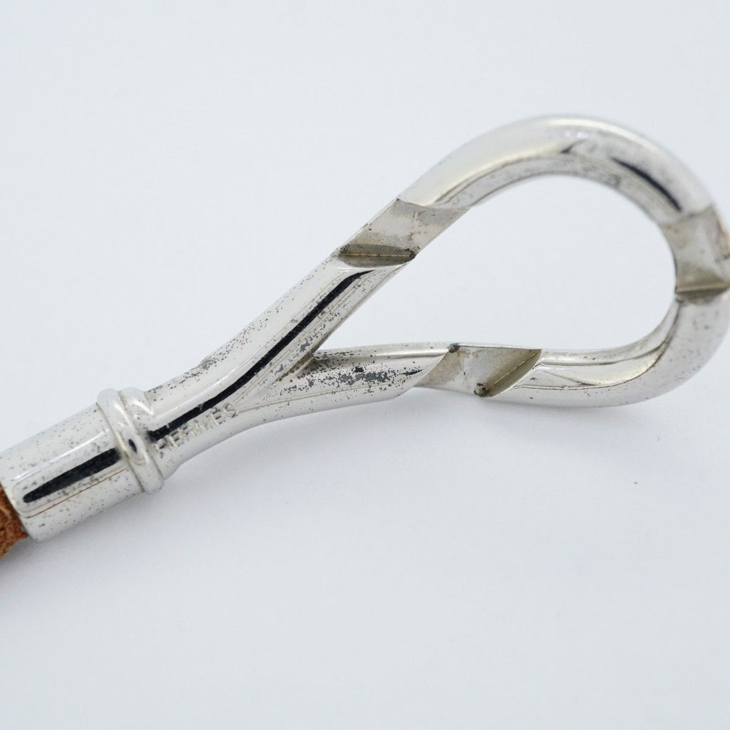 Hermes Bracelet Head Metal Leather Silver Brown — view 9