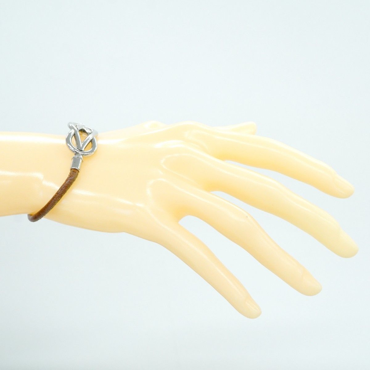 Hermes Bracelet Head Metal Leather Silver Brown — view 6