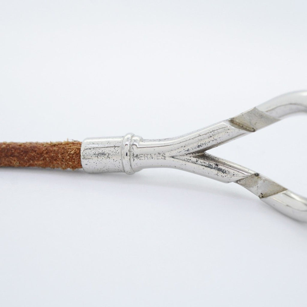 Hermes Bracelet Head Metal Leather Silver Brown — view 5