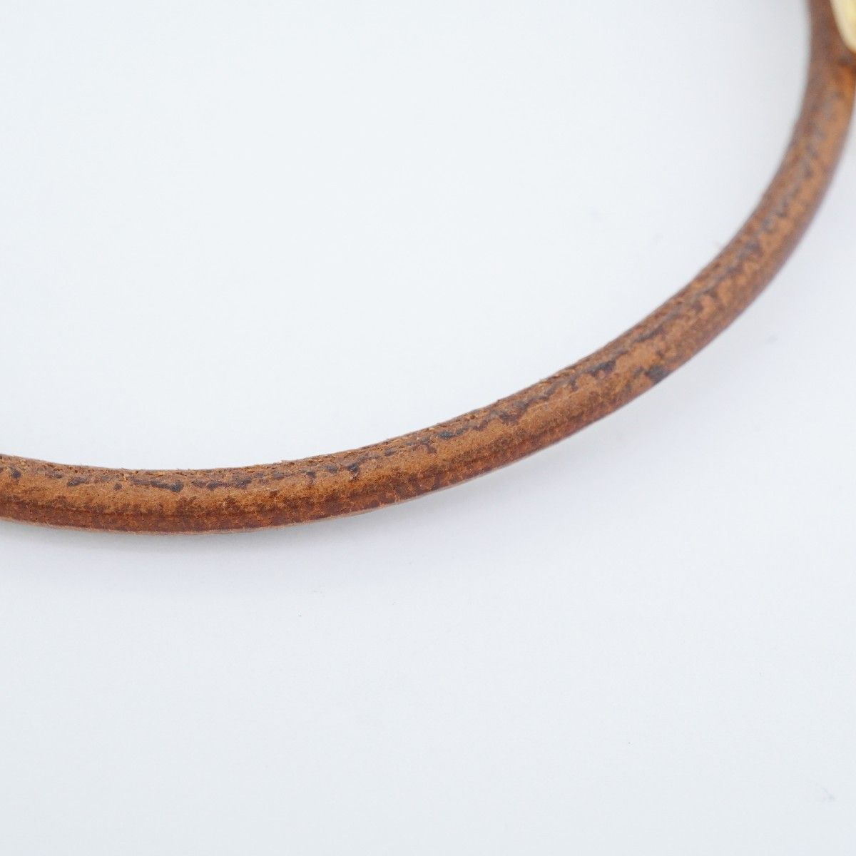 Hermes Bracelet Jumbo Hook Gold Plated Leather Brown — view 8
