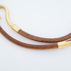 Hermes Bracelet Jumbo Hook Gold Plated Leather Brown — view 7