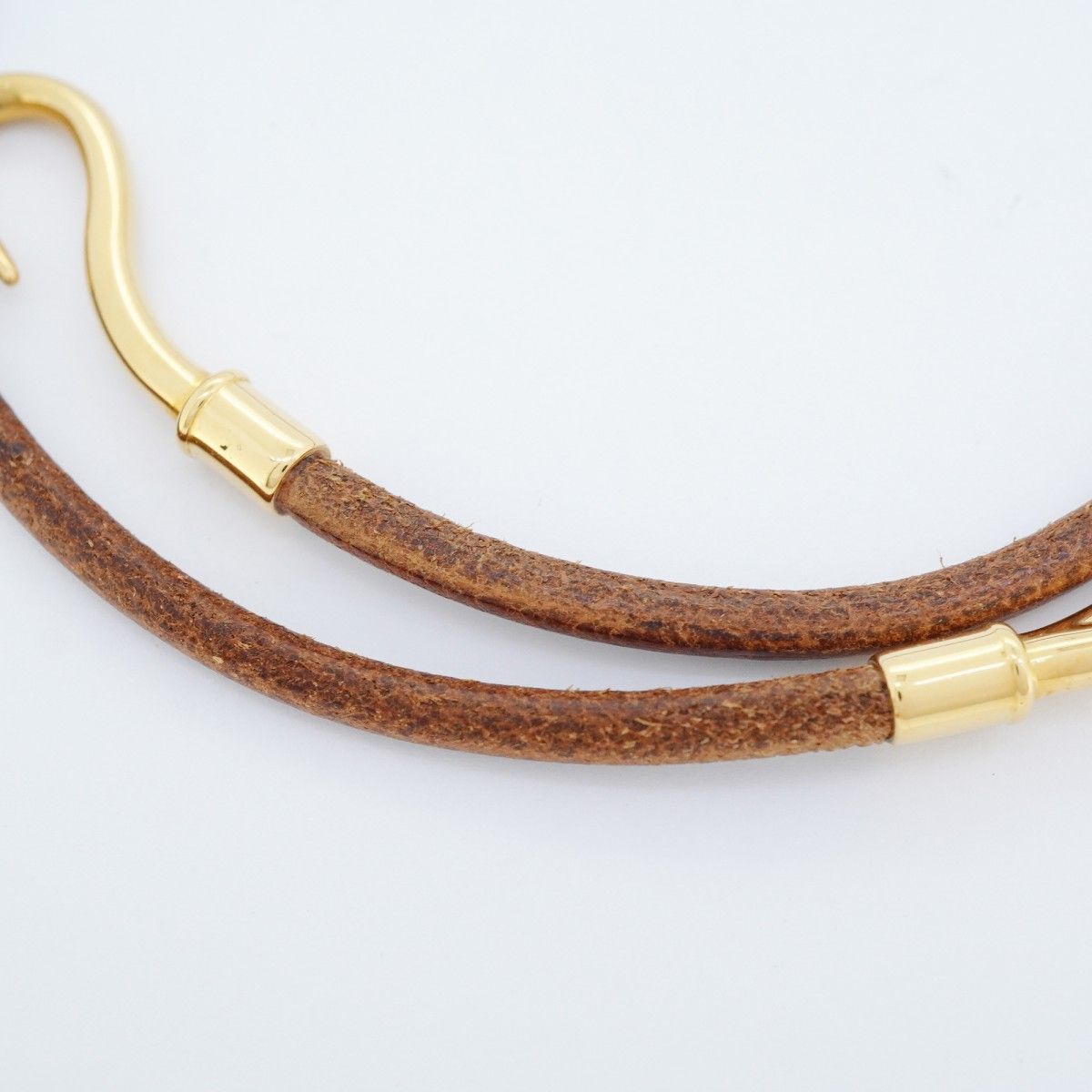 Hermes Bracelet Jumbo Hook Gold Plated Leather Brown — view 7