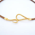 Hermes Bracelet Jumbo Hook Gold Plated Leather Brown — view 4
