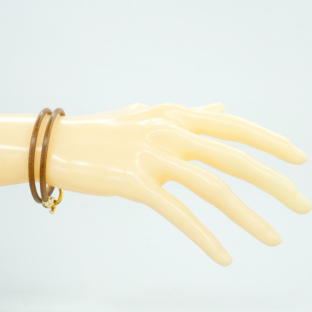 Hermes Bracelet Jumbo Hook Gold Plated Leather Brown — view 6