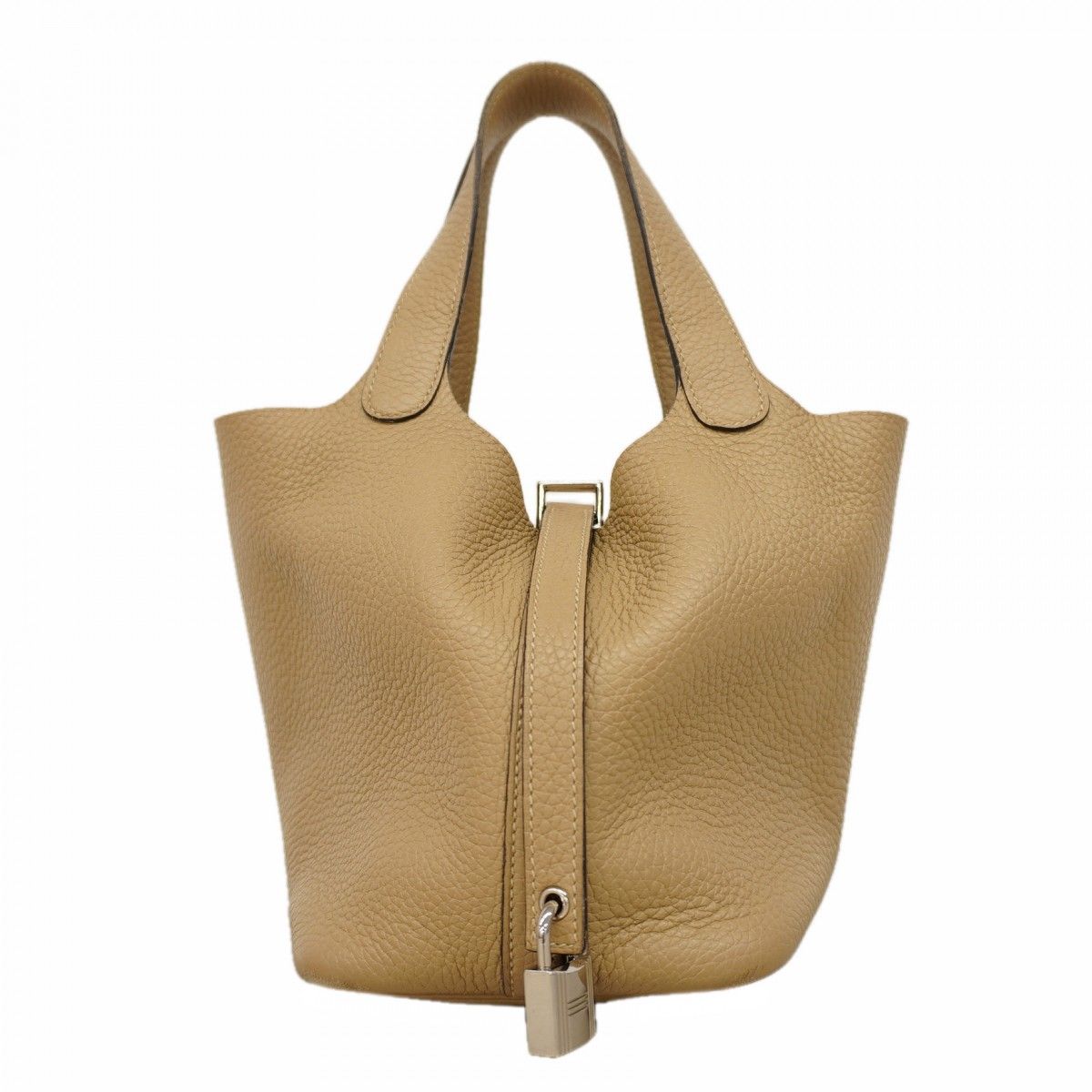 Hermes Handbag Picotin Lock PM Taurillon Clemence Trench Silver