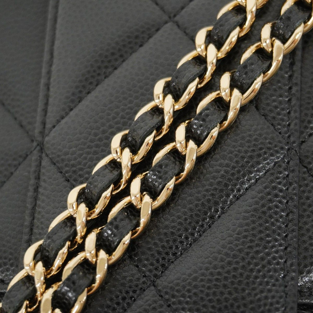 Chanel Vanity Bag Quilted Caviar Leather Black Champagne Gold — view 8