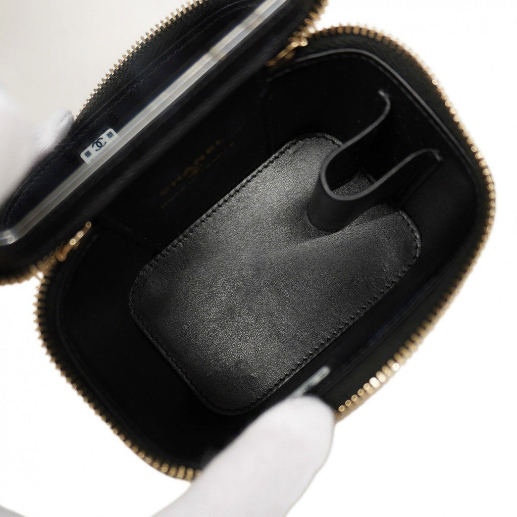 Chanel Vanity Bag Quilted Caviar Leather Black Champagne Gold — view 4