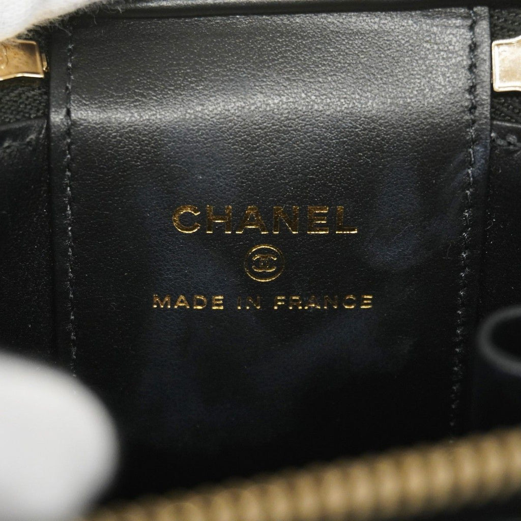 Chanel Vanity Bag Quilted Caviar Leather Black Champagne Gold — view 5