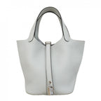 Hermes Handbag Picotin Lock PM Taurillon Clemence Blue Pale Silver