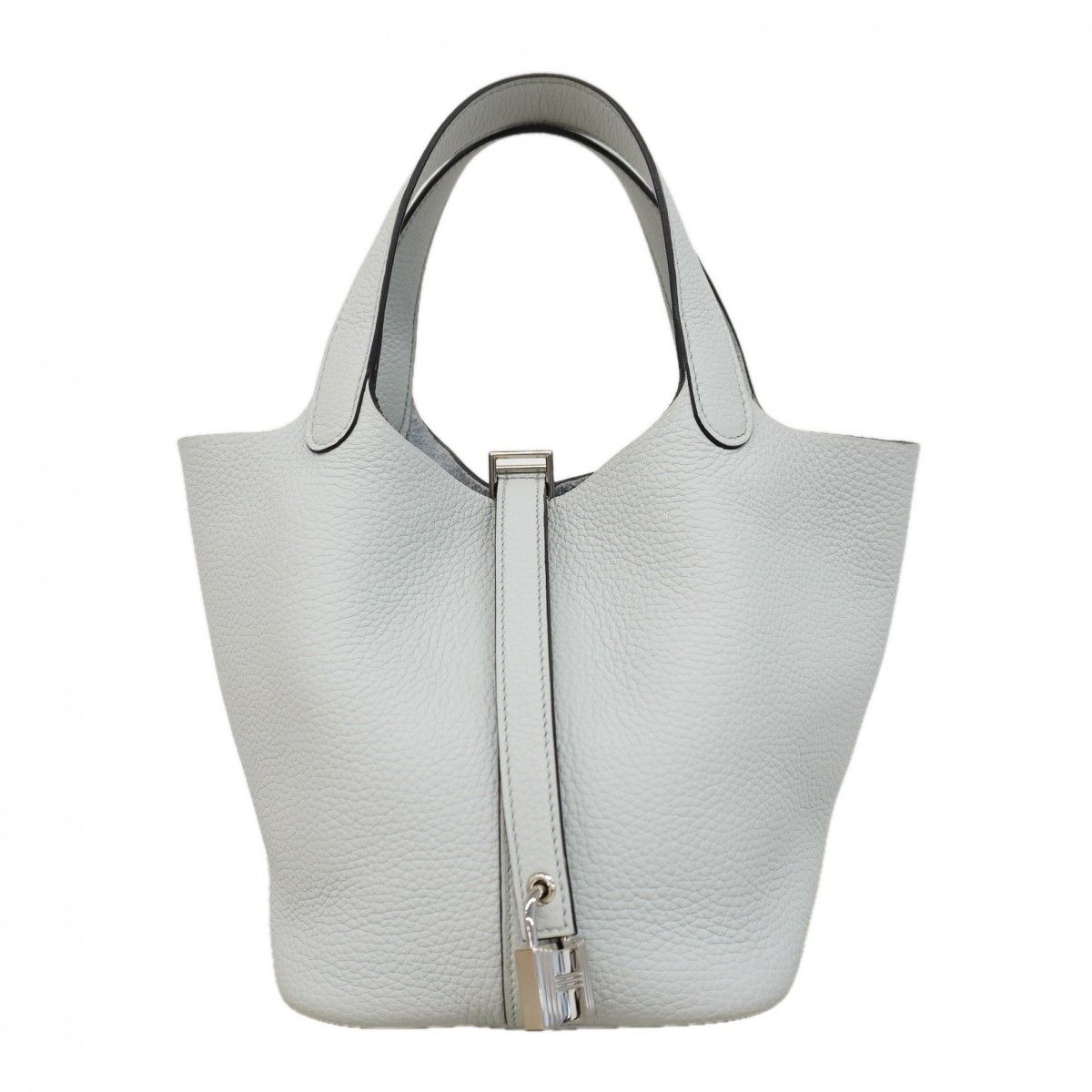 Hermes Handbag Picotin Lock PM Taurillon Clemence Blue Pale Silver