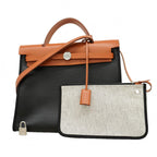 Hermes Handbag Ale Back Zip PM Toilet Roulis Black Natural Silver