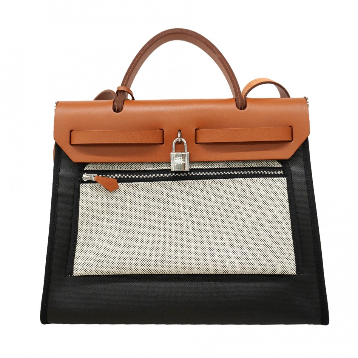 Hermes Handbag Ale Back Zip PM Toilet Roulis Black Natural Silver — view 9