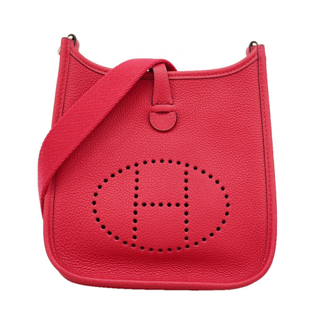 Hermes Shoulder Bag Evelyne TPM Taurillon Noviyo Framboise Silver