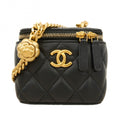 Chanel Shoulder Bag Quilted Lambskin Black Gold