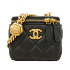 Chanel Shoulder Bag Quilted Lambskin Black Gold
