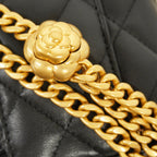 Chanel Shoulder Bag Quilted Lambskin Black Gold — view 8