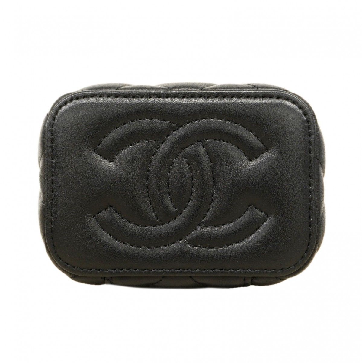 Chanel Shoulder Bag Quilted Lambskin Black Gold — view 9