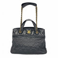 Chanel Handbag Quilted in the Mix Leather Black Gold 2-Way