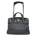 Chanel Handbag Quilted in the Mix Leather Black Gold 2-Way