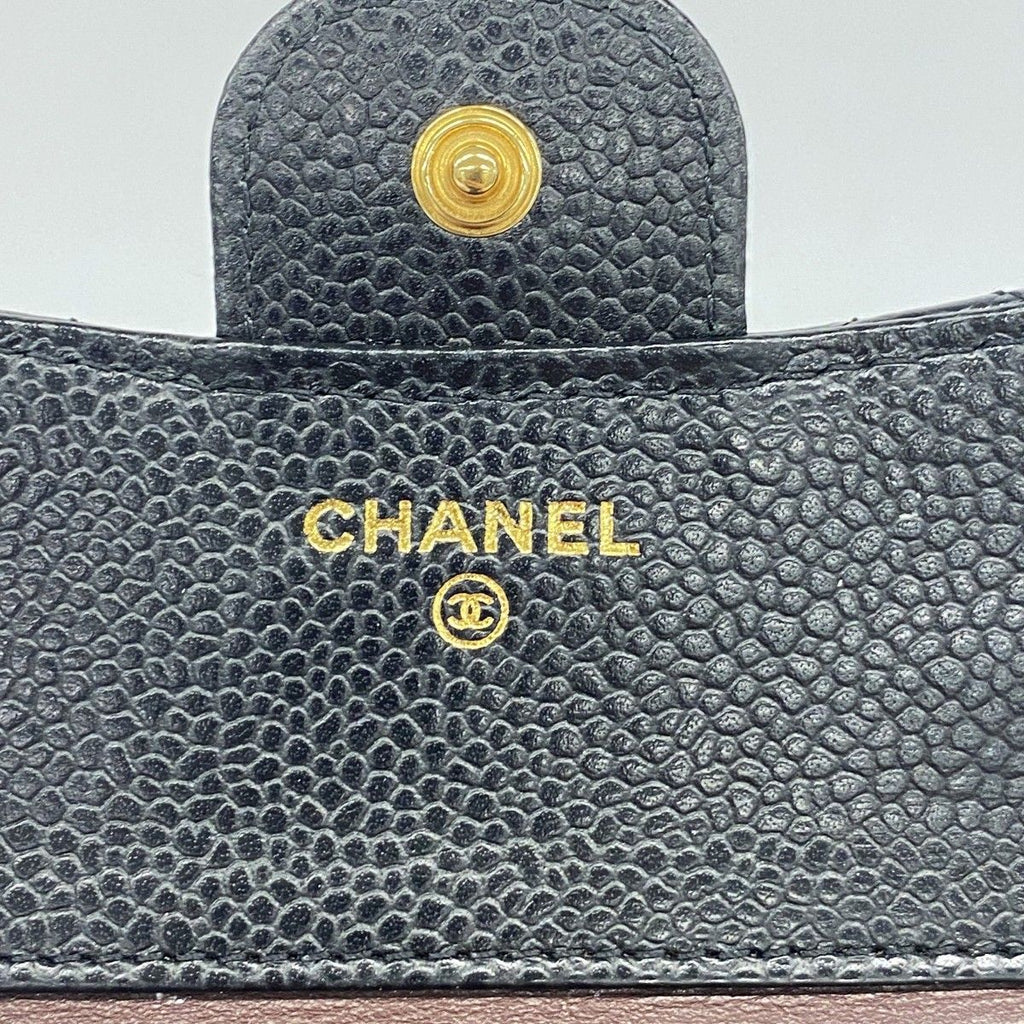 Chanel Wallet Quilted Caviar Leather Black Gold — view 4