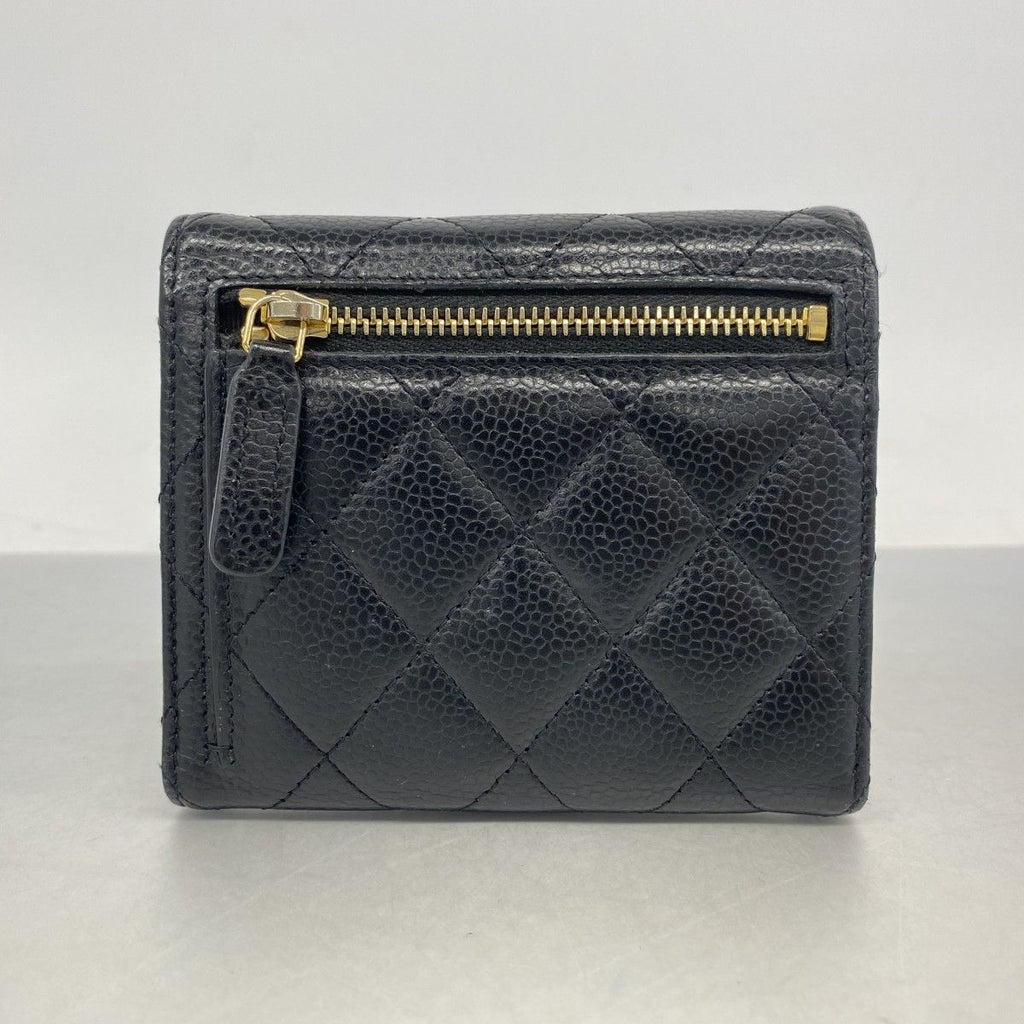 Chanel Wallet Quilted Caviar Leather Black Gold — view 8