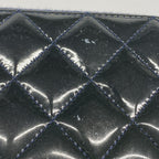 Chanel Coin Case Quilted Patent Leather Navy Silver — view 8