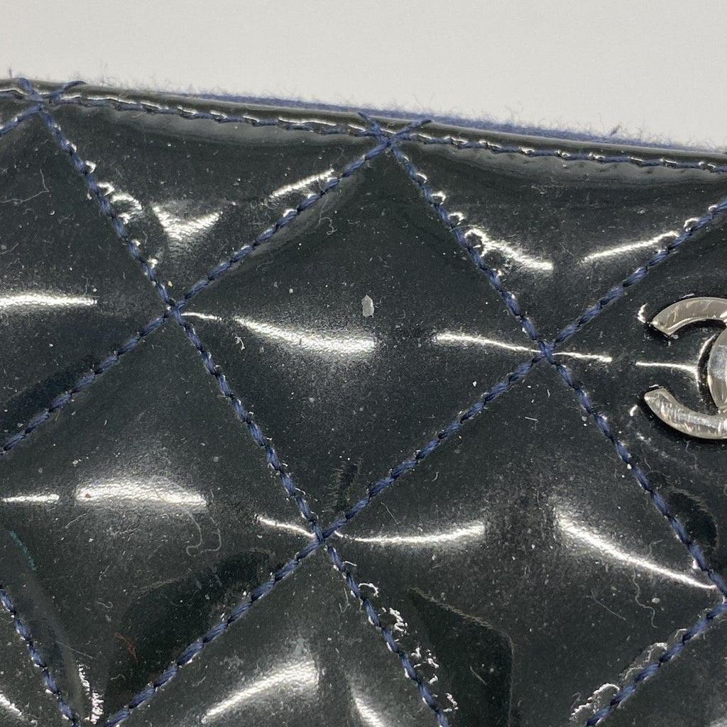 Chanel Coin Case Quilted Patent Leather Navy Silver — view 7