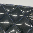 Chanel Coin Case Quilted Patent Leather Navy Silver — view 7