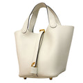 Hermes Handbag Picotin Lock PM Taurillon Clemence White Gold