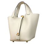 Hermes Handbag Picotin Lock PM Taurillon Clemence White Gold