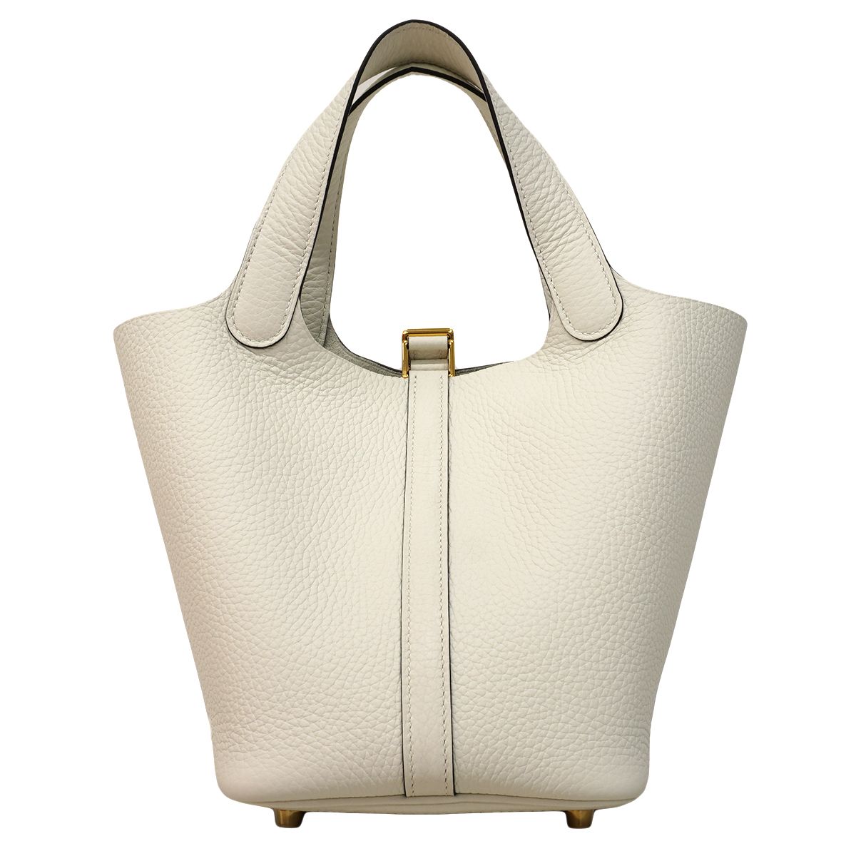 Hermes Handbag Picotin Lock PM Taurillon Clemence White Gold — view 7