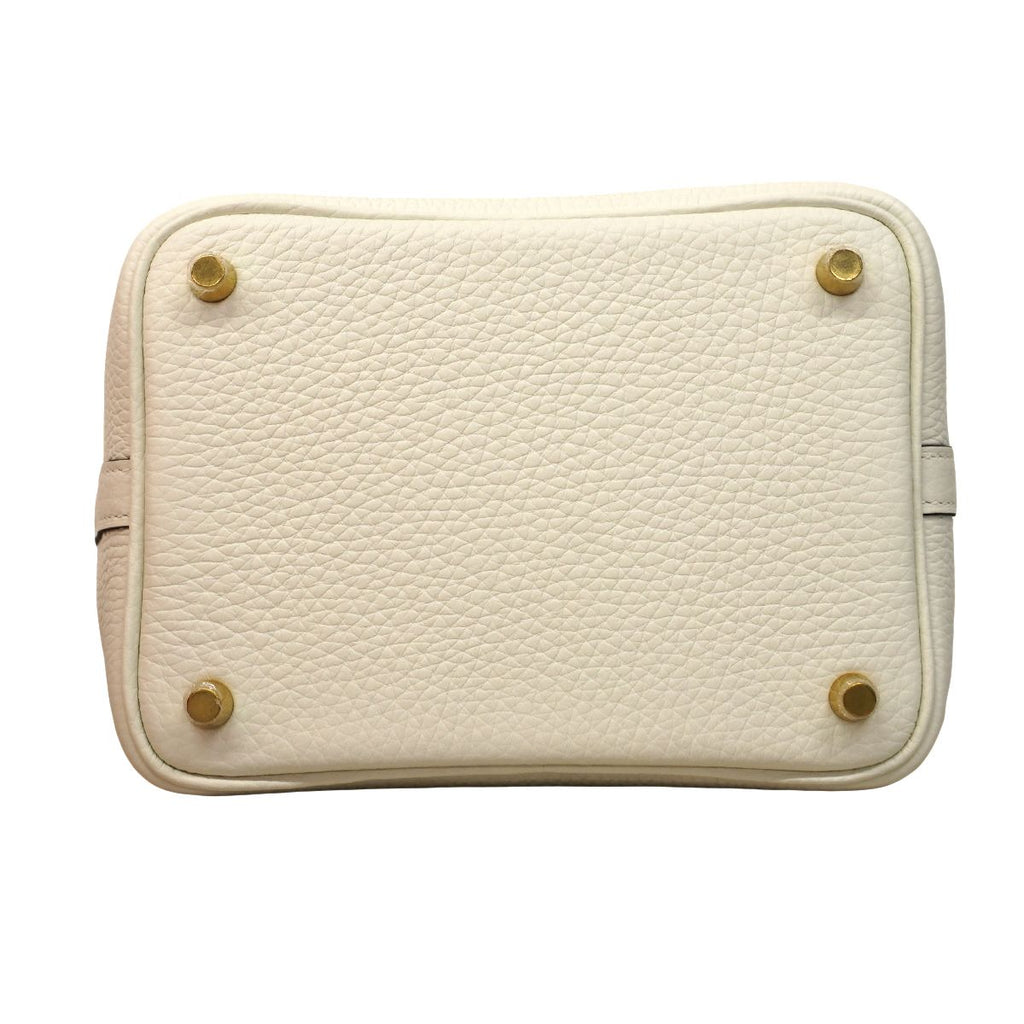 Hermes Handbag Picotin Lock PM Taurillon Clemence White Gold — view 3