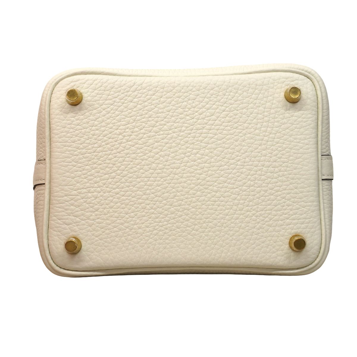 Hermes Handbag Picotin Lock PM Taurillon Clemence White Gold — view 3
