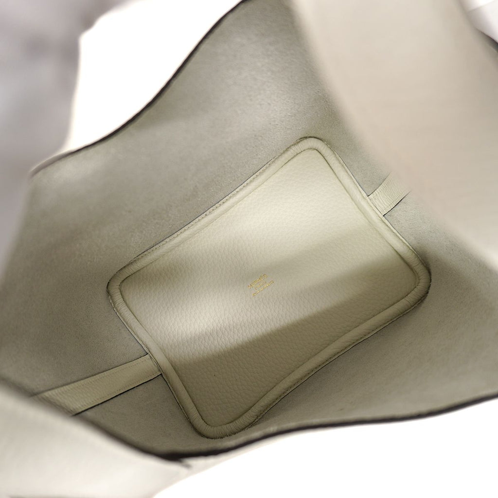 Hermes Handbag Picotin Lock PM Taurillon Clemence White Gold — view 4