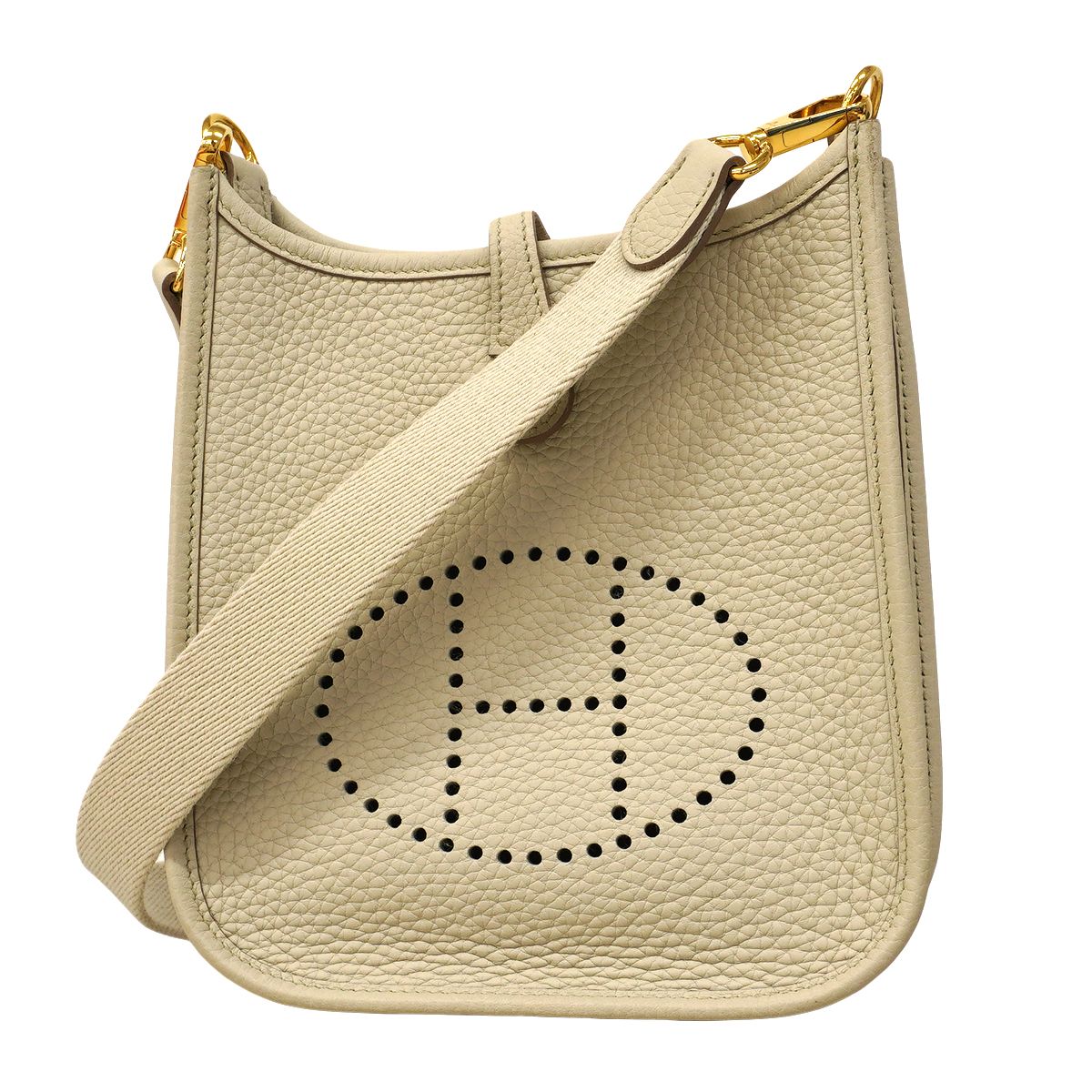 Hermes Shoulder Bag Evelyne TPM Taurillon Clemence Beton Gold