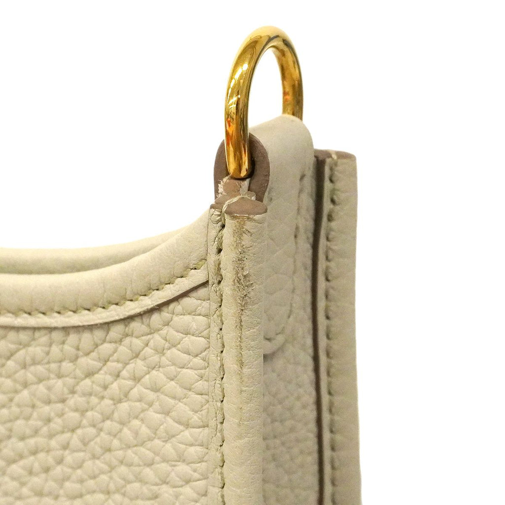 Hermes Shoulder Bag Evelyne TPM Taurillon Clemence Beton Gold — view 6