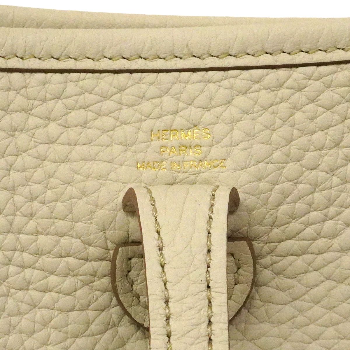 Hermes Shoulder Bag Evelyne TPM Taurillon Clemence Beton Gold — view 5
