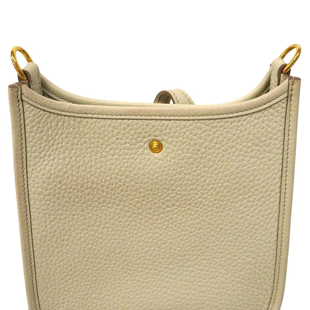 Hermes Shoulder Bag Evelyne TPM Taurillon Clemence Beton Gold — view 7