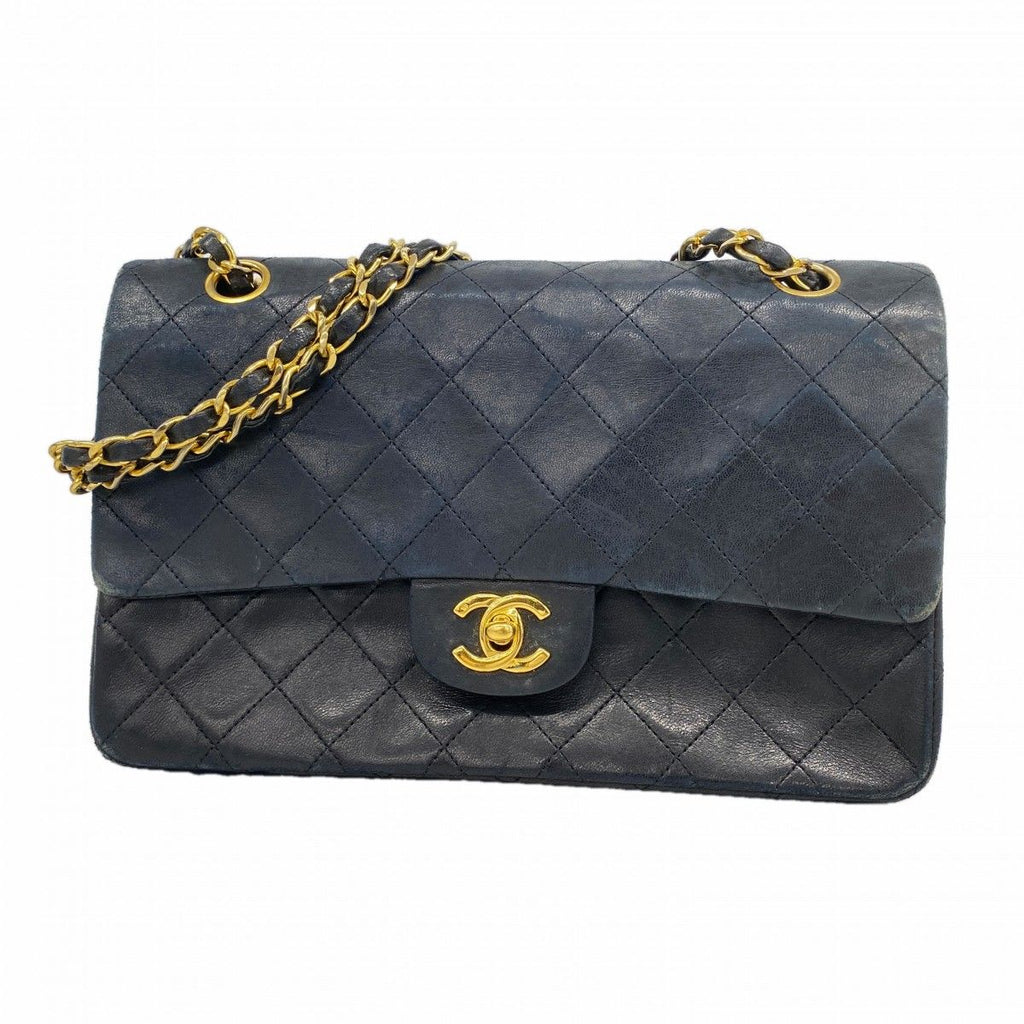 Chanel Shoulder Bag Quilted Lambskin Black Gold