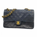 Chanel Shoulder Bag Quilted Lambskin Black Gold