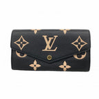 Louis Vuitton Wallet Monogram Empreinte Bicolor Portefeuille Sarah Black Beige