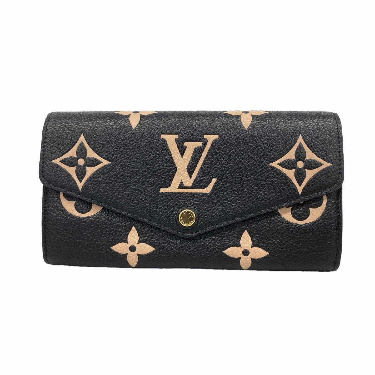 Louis Vuitton Wallet Monogram Empreinte Bicolor Portefeuille Sarah Black Beige