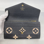 Louis Vuitton Wallet Monogram Empreinte Bicolor Portefeuille Sarah Black Beige — view 9