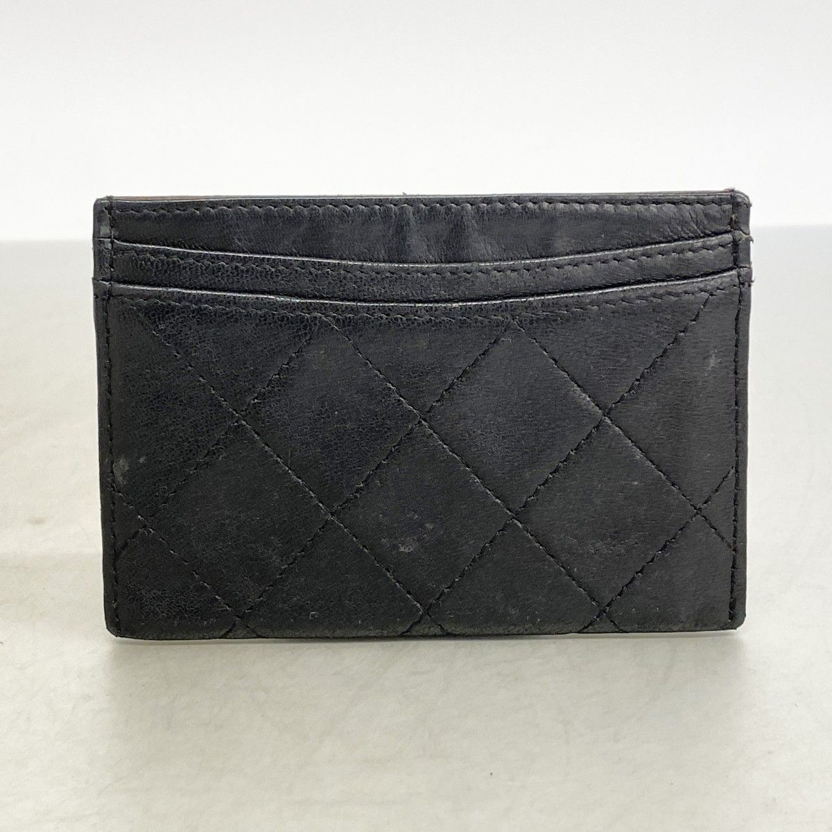 Chanel Card Case Quilted Lambskin Black Silver — view 9