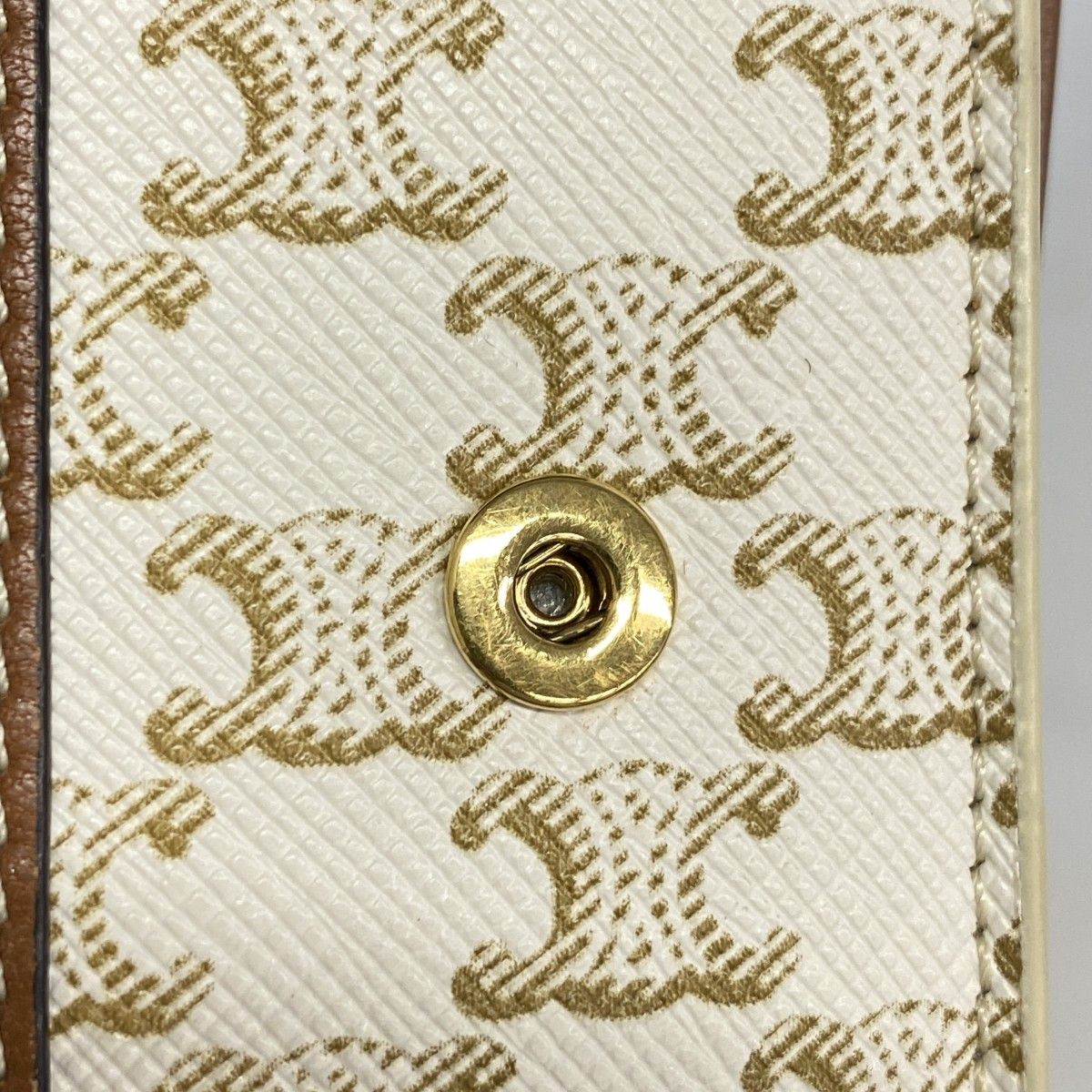 Celine Trifold Wallet Triomphe Brown Ivory Gold — view 7